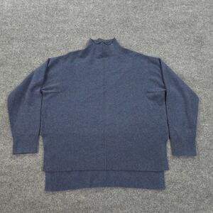 Gentle Herd Sweater Womens Large Blue Wool Cashmere Mock Neck Pullover Soft‎